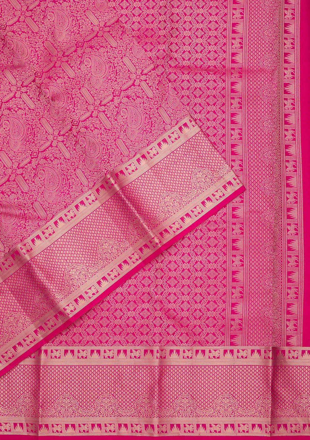Rani Pink Zariwork Pure Silk Saree-koskii