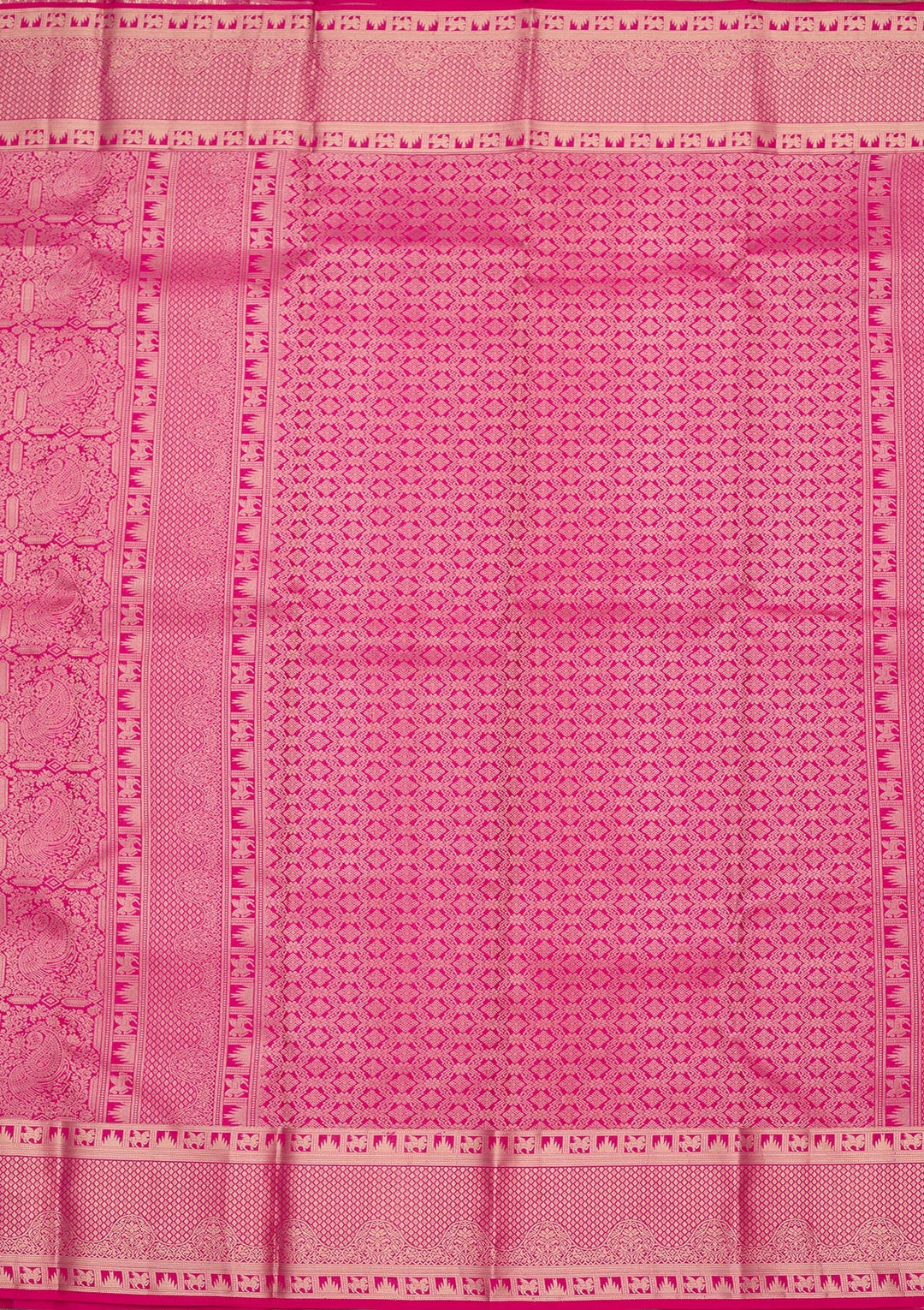 Rani Pink Zariwork Pure Silk Saree-koskii
