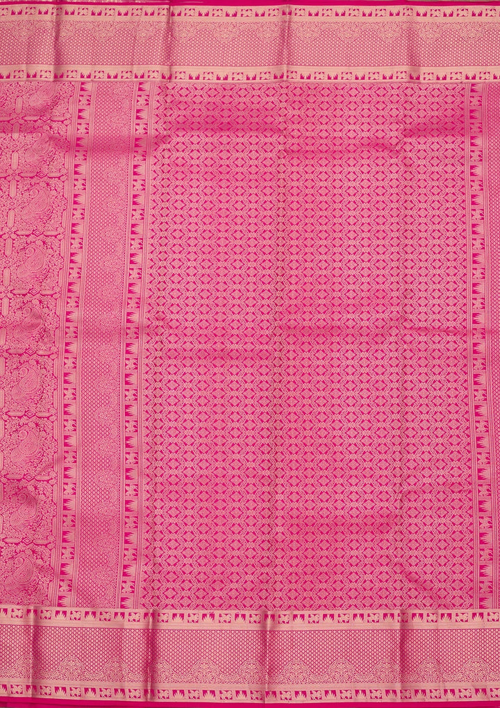 Rani Pink Zariwork Pure Silk Saree-koskii