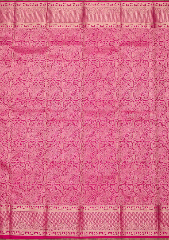 Rani Pink Zariwork Pure Silk Saree-koskii