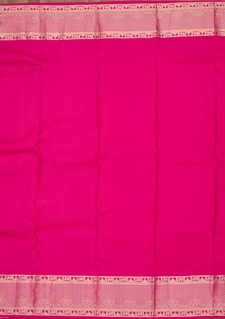 Rani Pink Zariwork Pure Silk Saree-koskii