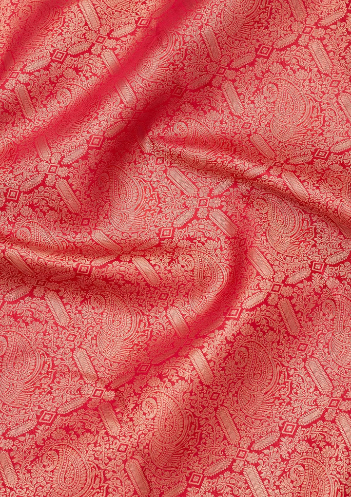 Red Zariwork Pure Silk Saree-koskii