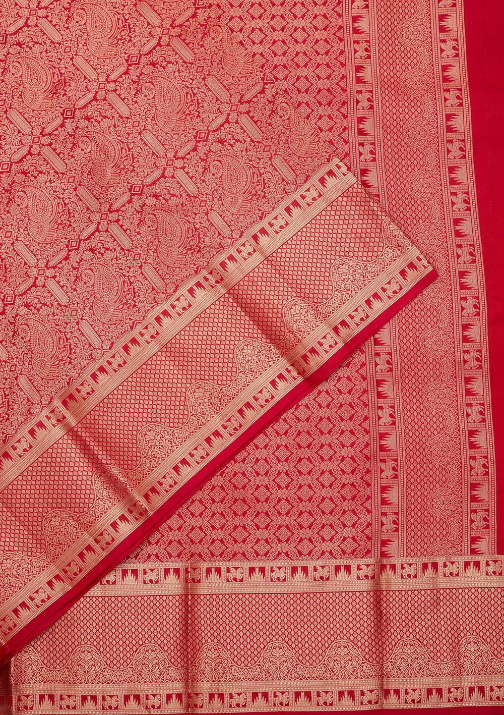 Red Zariwork Pure Silk Saree-koskii