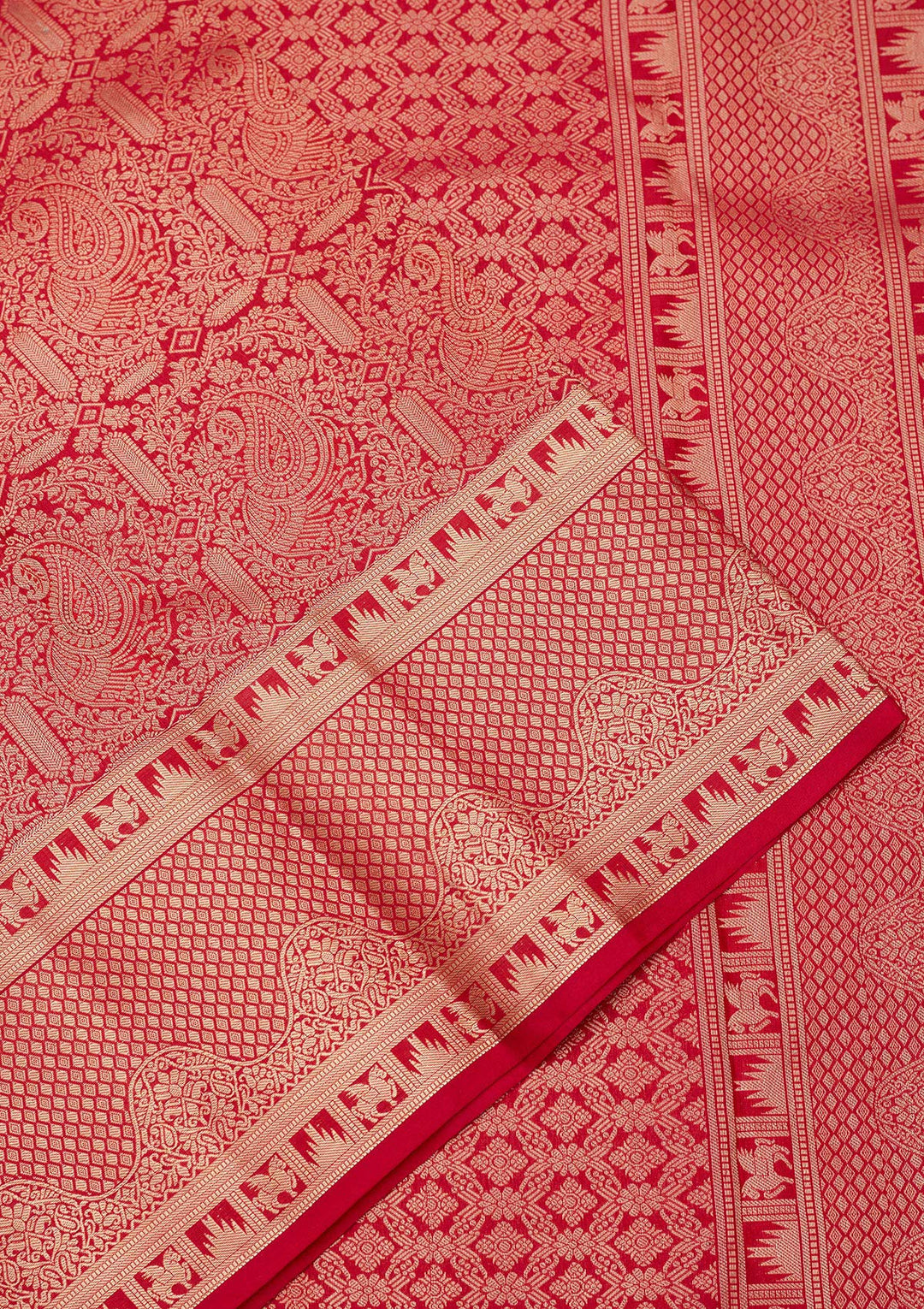 Red Zariwork Pure Silk Saree-koskii