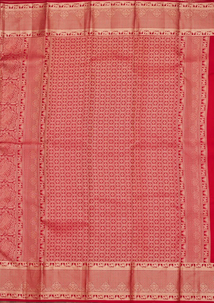 Red Zariwork Pure Silk Saree-koskii