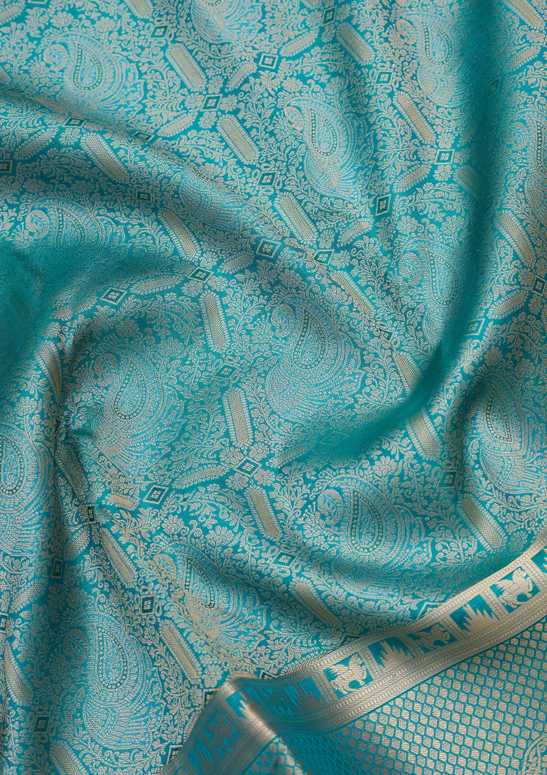 Sea Green Zariwork Pure Silk Saree-koskii