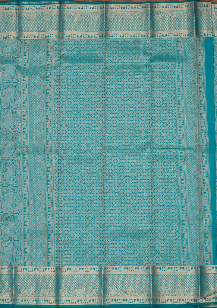 Sea Green Zariwork Pure Silk Saree-koskii