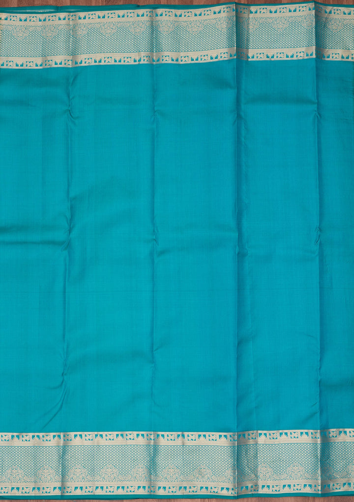 Sea Green Zariwork Pure Silk Saree-koskii