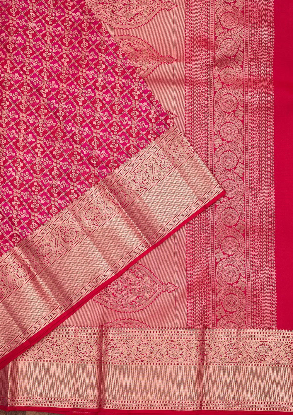 Rani Pink Zariwork Pure Silk Saree-koskii