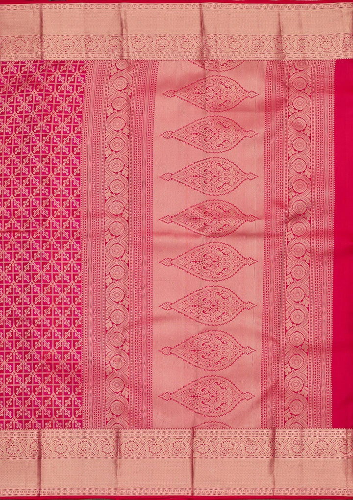 Rani Pink Zariwork Pure Silk Saree-koskii