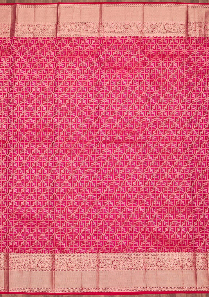 Rani Pink Zariwork Pure Silk Saree-koskii