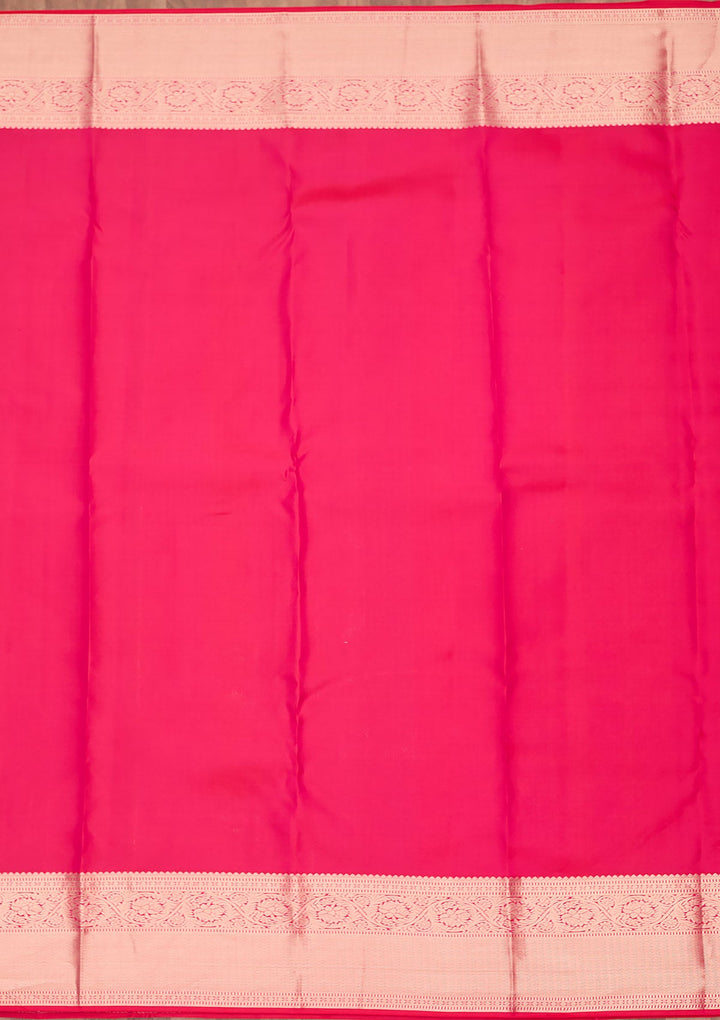 Rani Pink Zariwork Pure Silk Saree-koskii