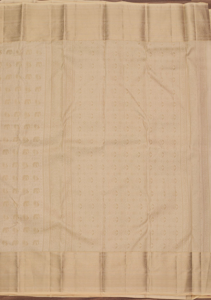 Cream Kanjivaram Pure Silk Saree