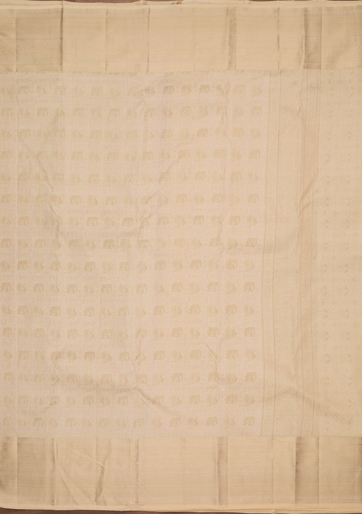 Cream Kanjivaram Pure Silk Saree