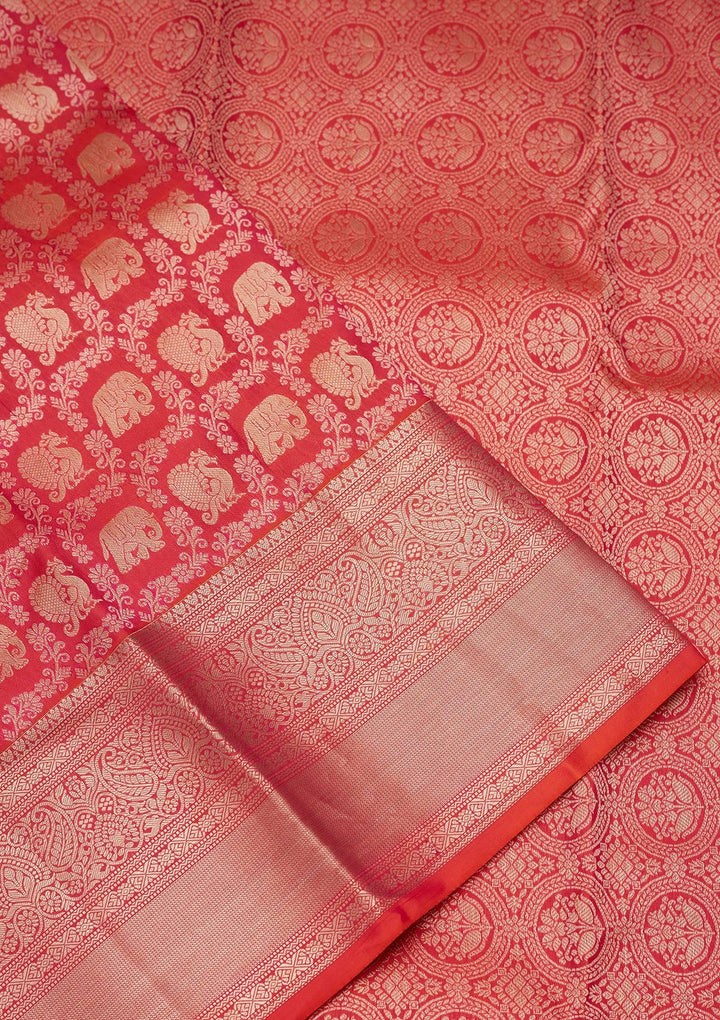 Orange Zariwork Pure Silk Saree-koskii