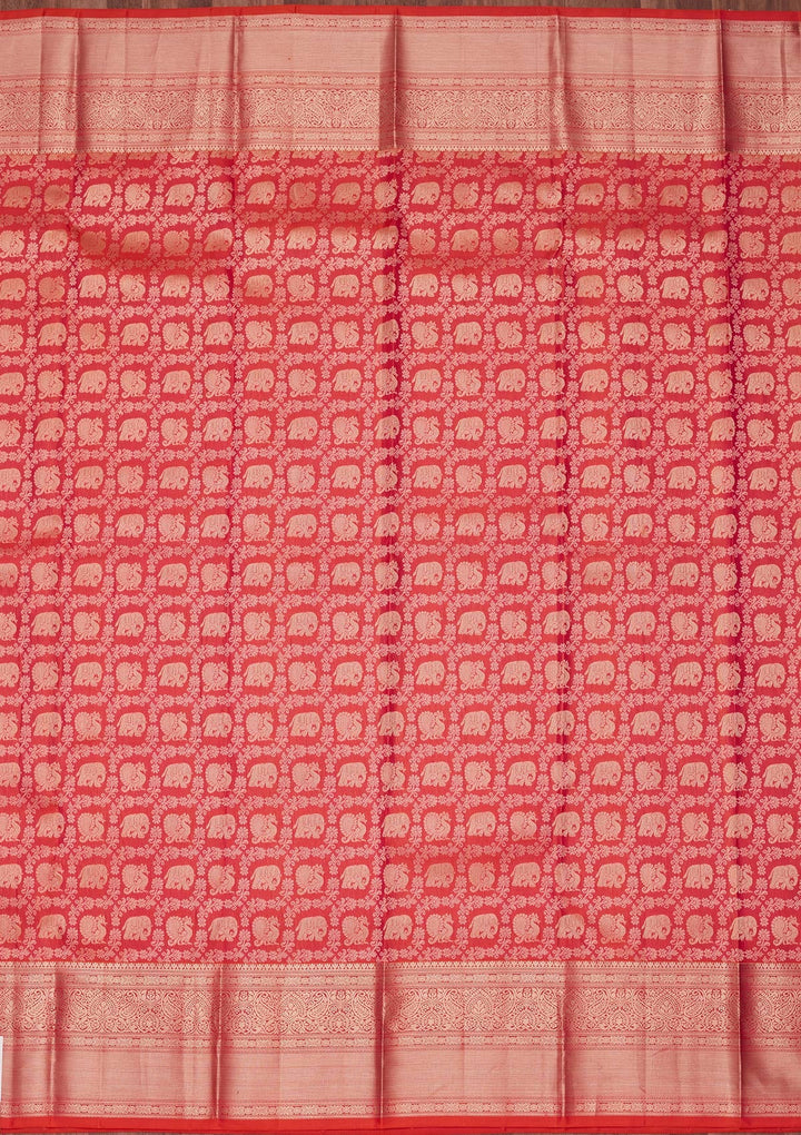 Orange Zariwork Pure Silk Saree-koskii