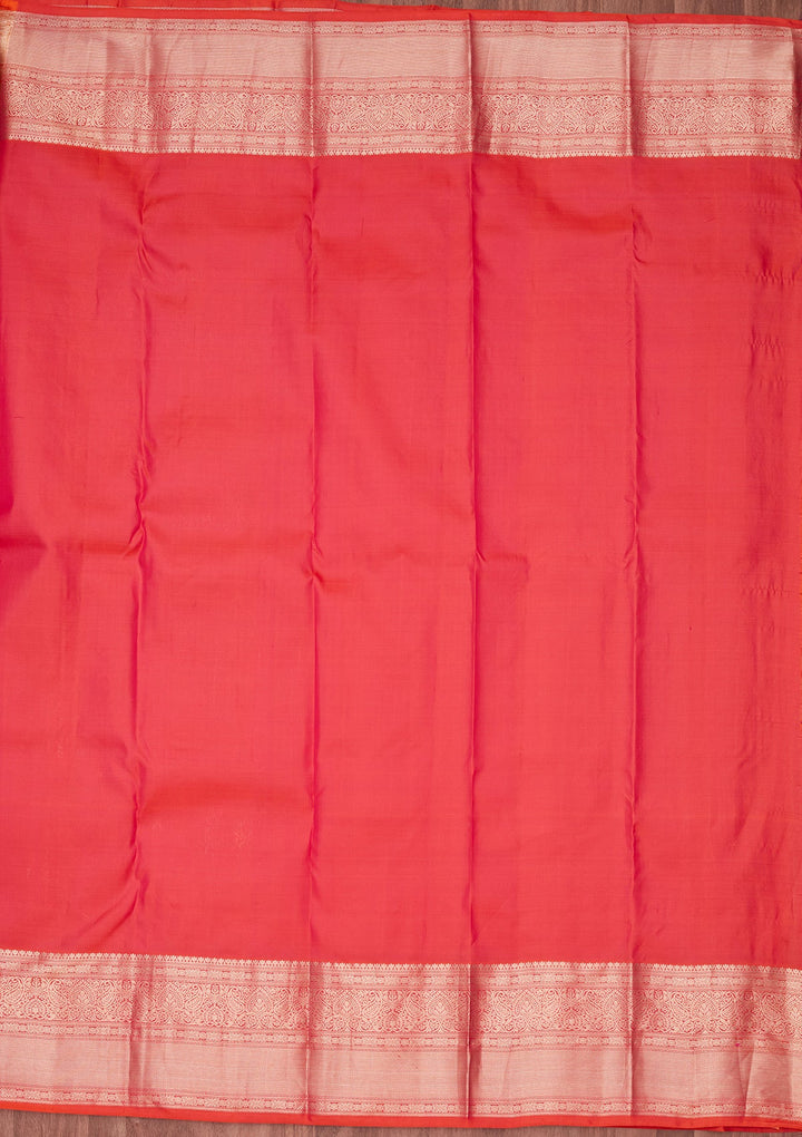 Orange Zariwork Pure Silk Saree-koskii