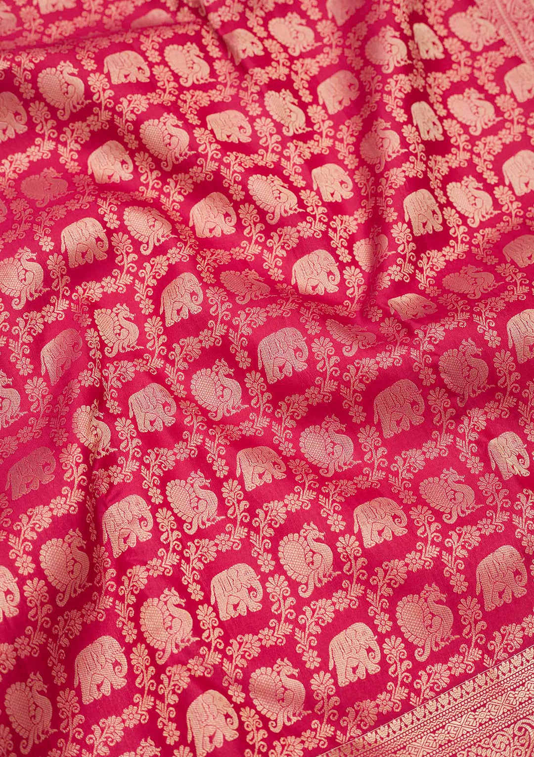 Rani Pink Zariwork Pure Silk Saree-koskii