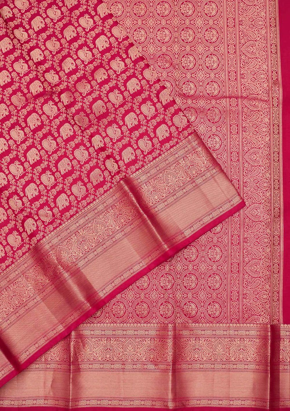 Rani Pink Zariwork Pure Silk Saree-koskii