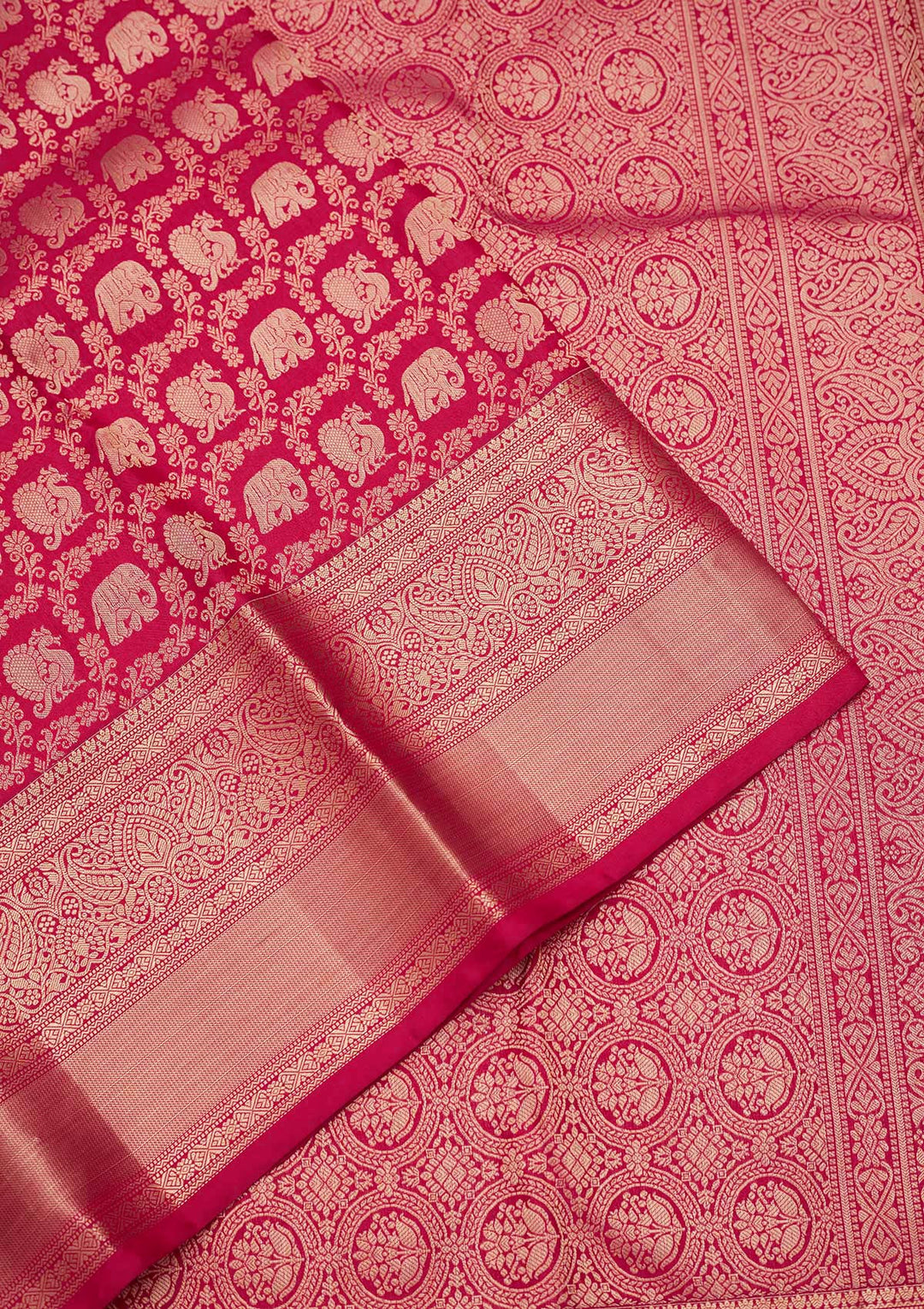 Rani Pink Zariwork Pure Silk Saree-koskii