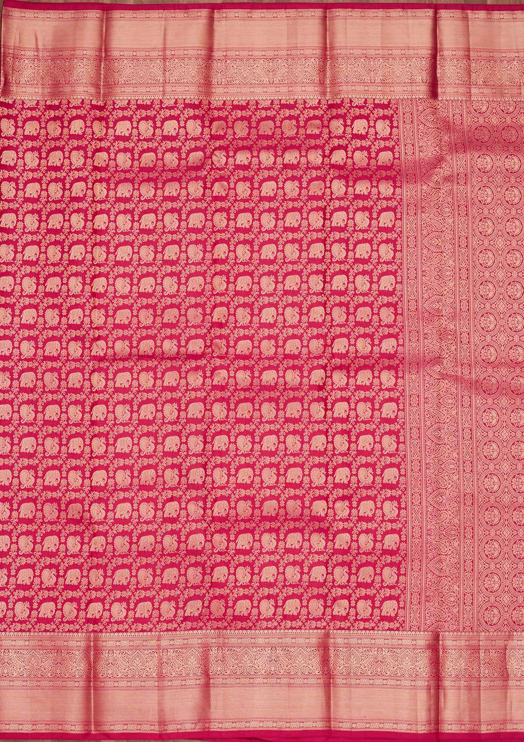 Rani Pink Zariwork Pure Silk Saree-koskii