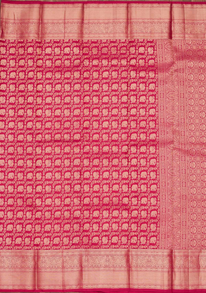 Rani Pink Zariwork Pure Silk Saree-koskii