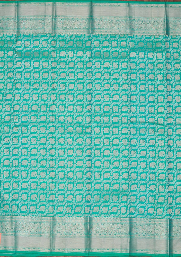 Turquoise Blue Zariwork Pure Silk Saree-koskii