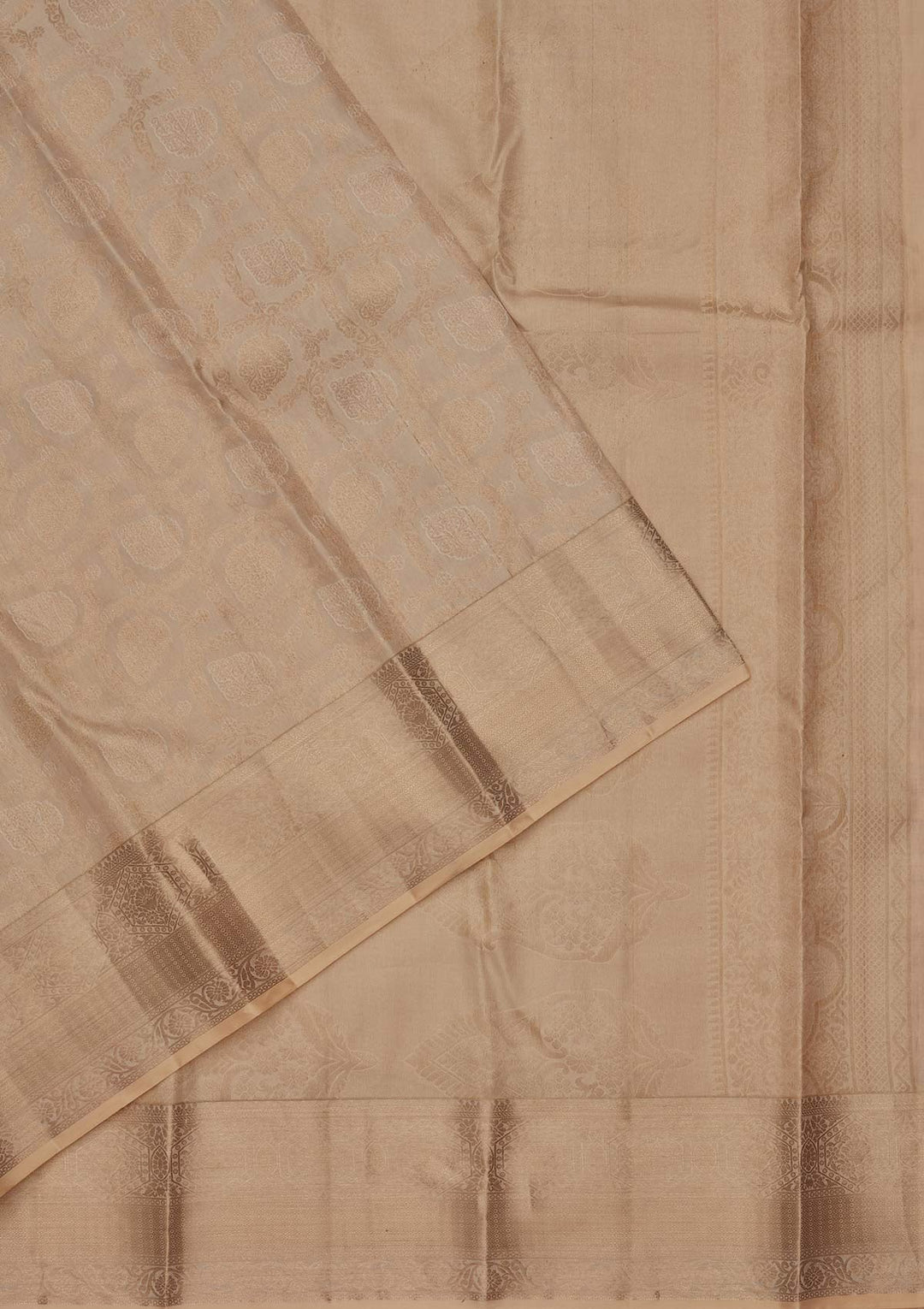 Cream Zariwork Pure Silk Saree-koskii