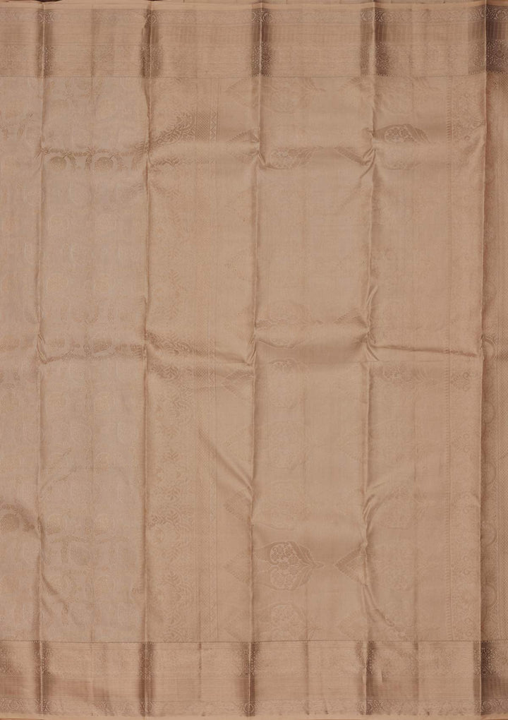 Cream Zariwork Pure Silk Saree-koskii