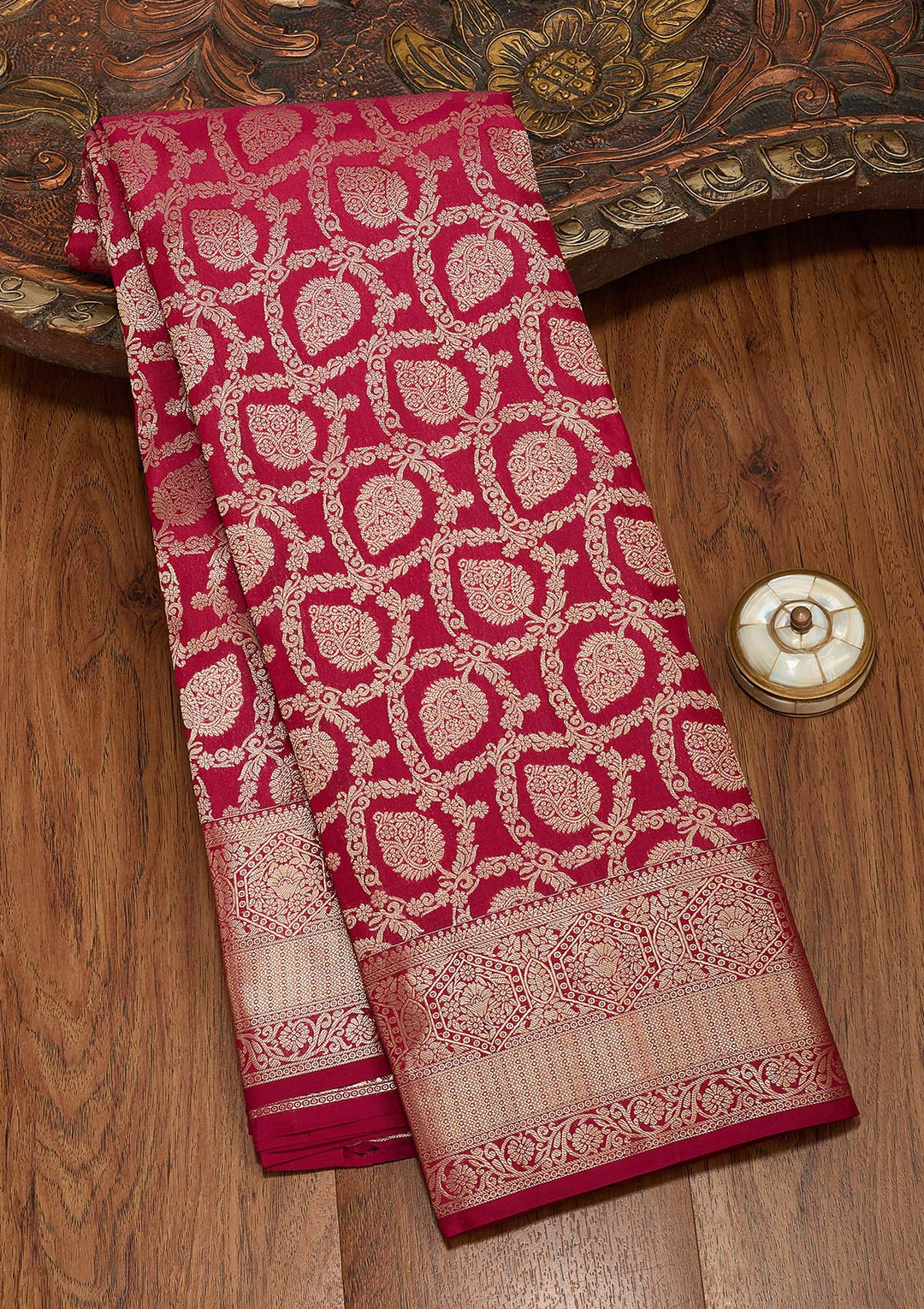 Maroon Zariwork Pure Silk Saree-koskii