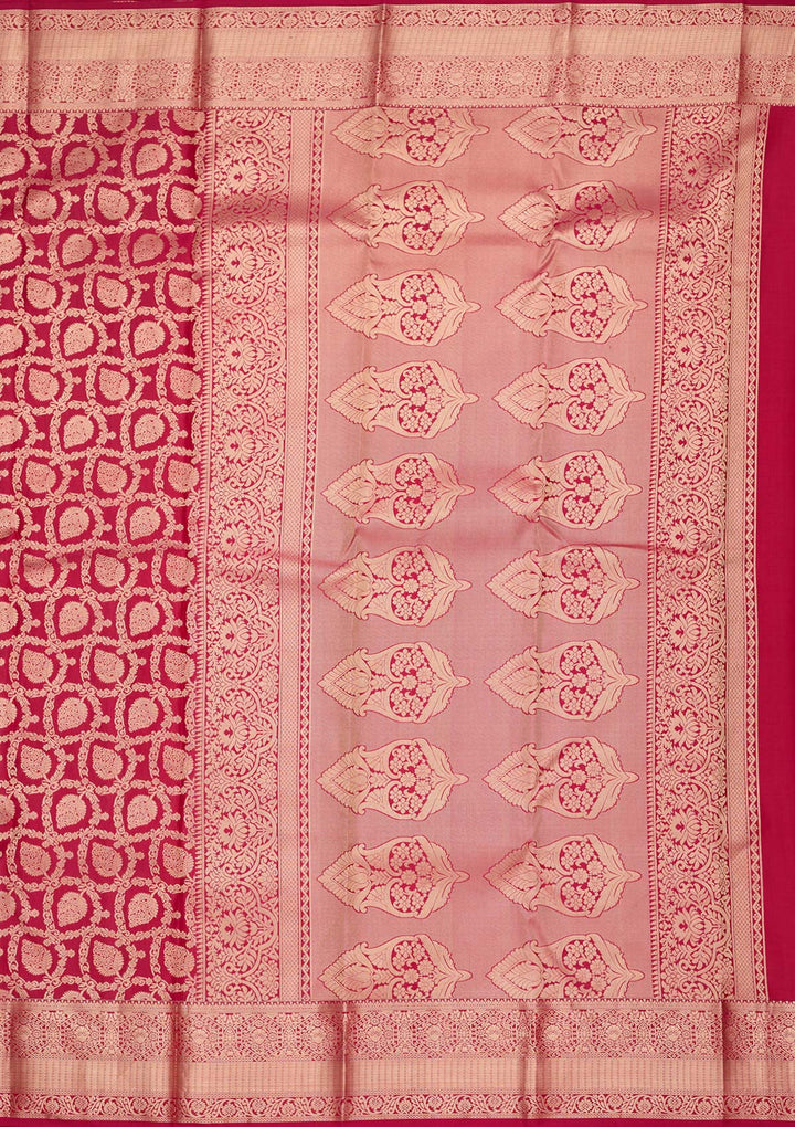 Maroon Zariwork Pure Silk Saree-koskii