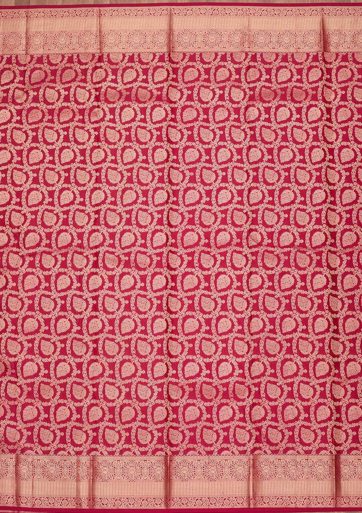 Maroon Zariwork Pure Silk Saree-koskii