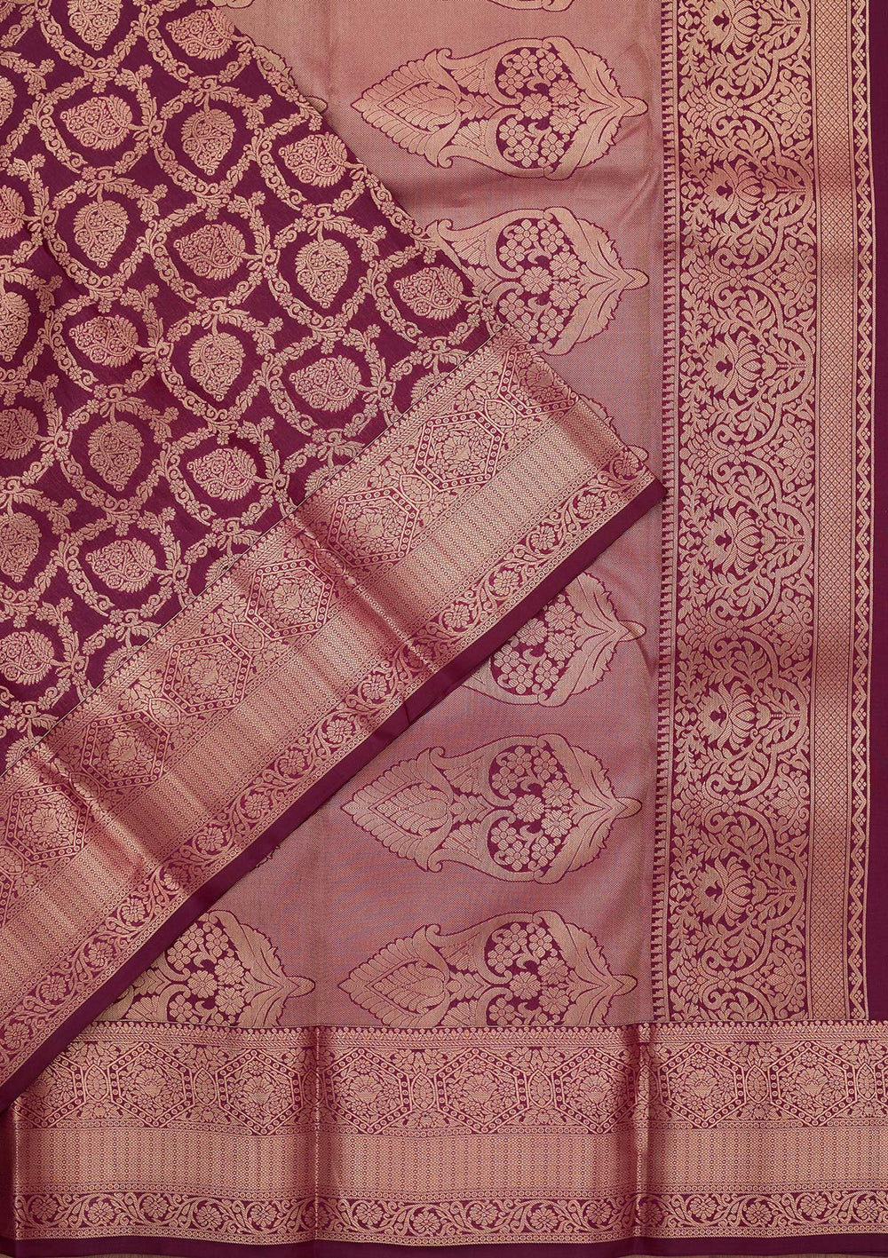 Wine Zariwork Pure Silk Saree-koskii