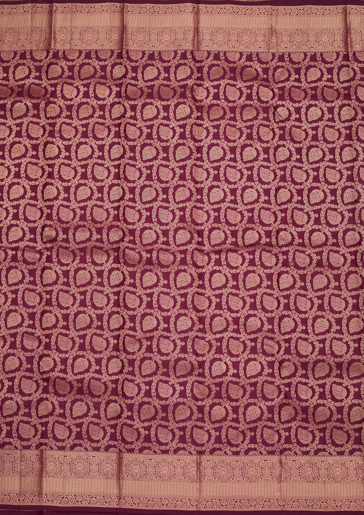 Wine Zariwork Pure Silk Saree-koskii