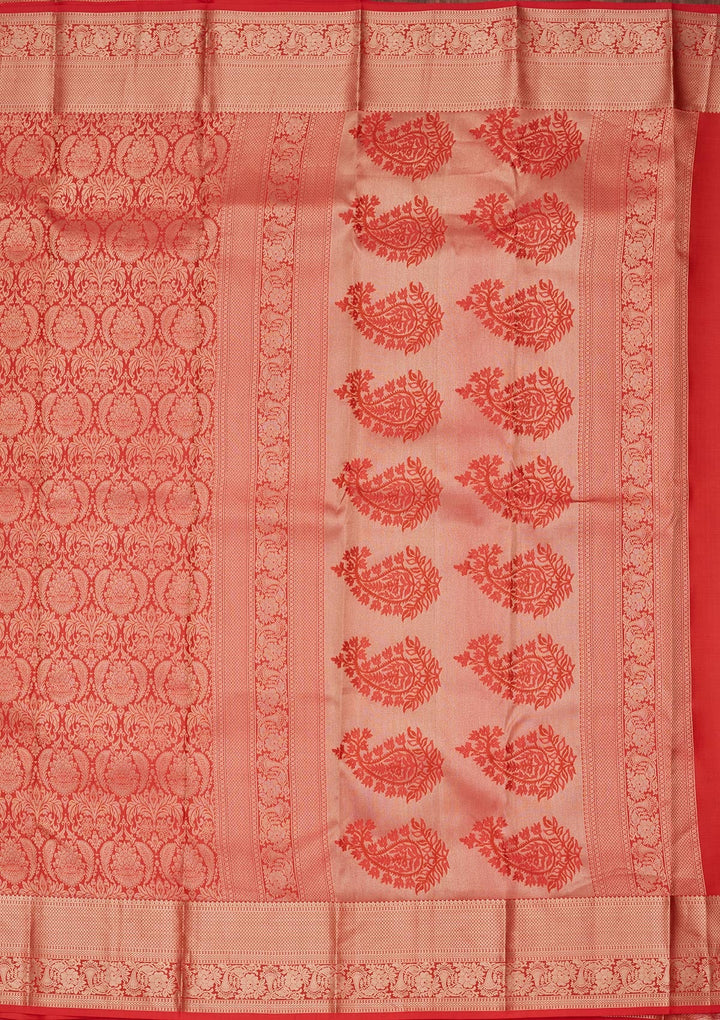 Orange Zariwork Pure Silk Saree-koskii