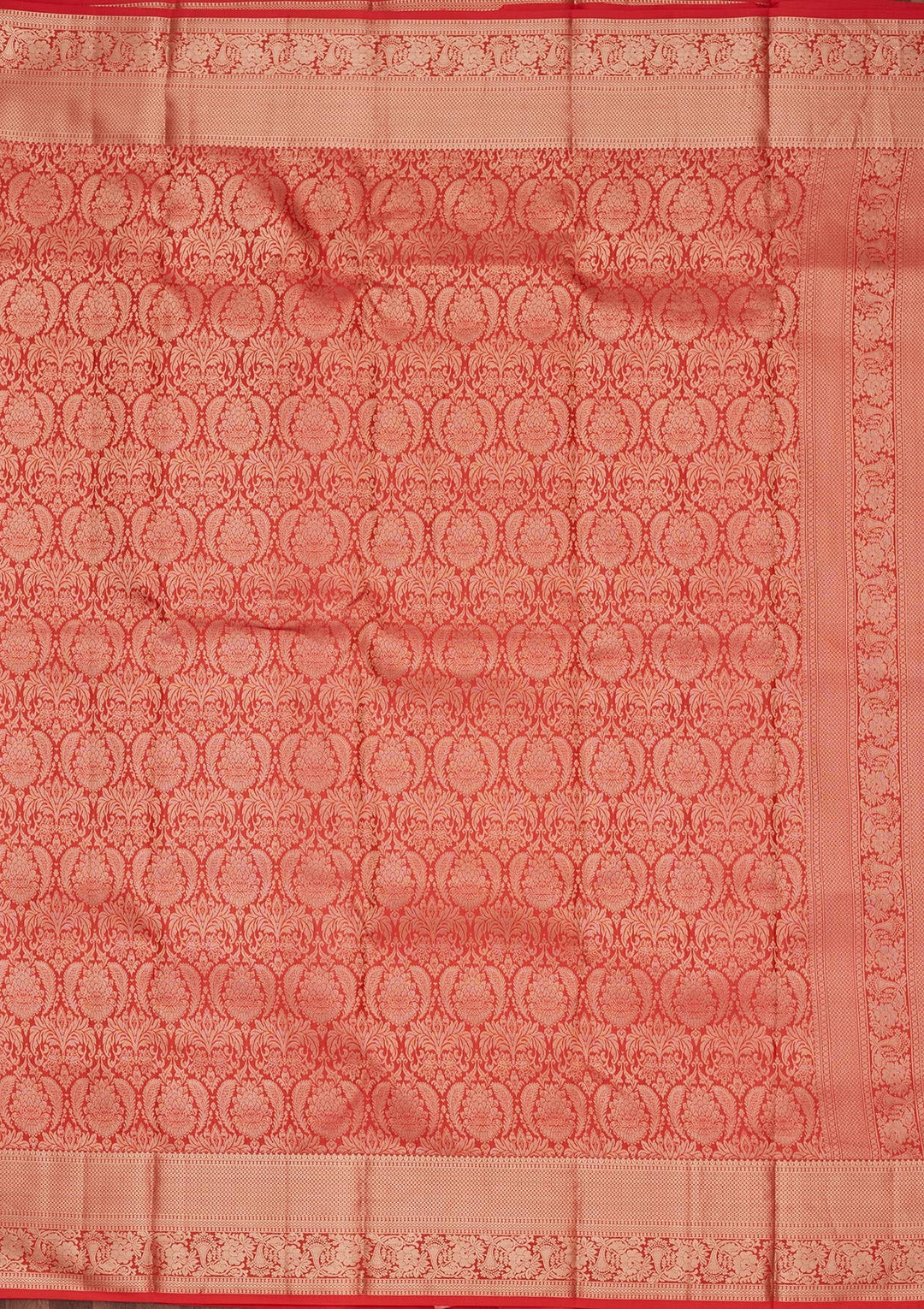 Orange Zariwork Pure Silk Saree-koskii