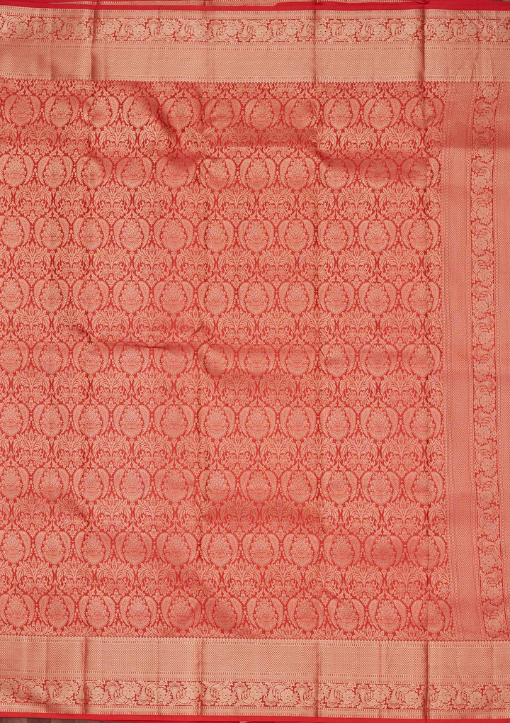 Orange Zariwork Pure Silk Saree-koskii
