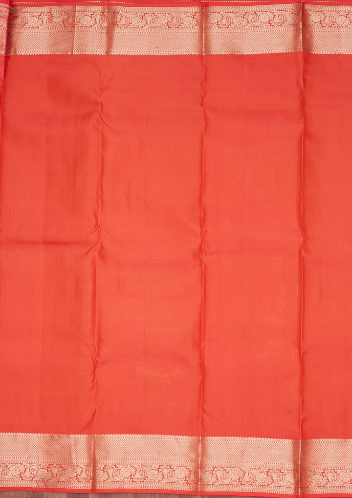 Orange Zariwork Pure Silk Saree-koskii