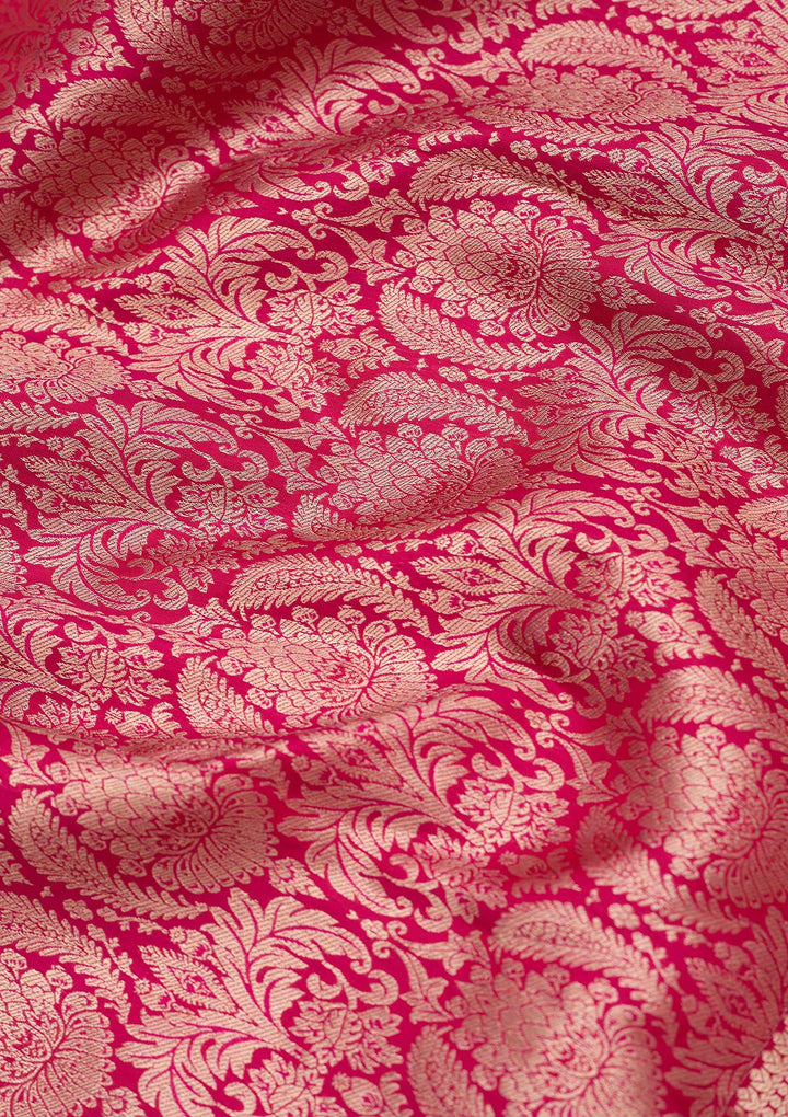 Rani Pink Zariwork (Silver) Silk Saree