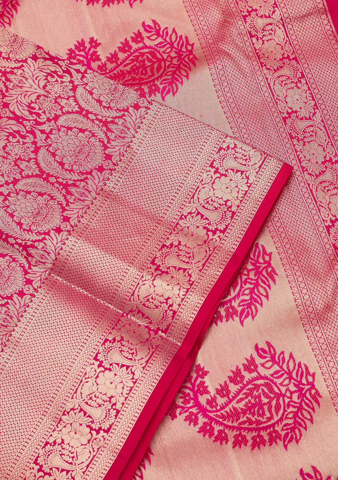 Rani Pink Zariwork (Silver) Silk Saree