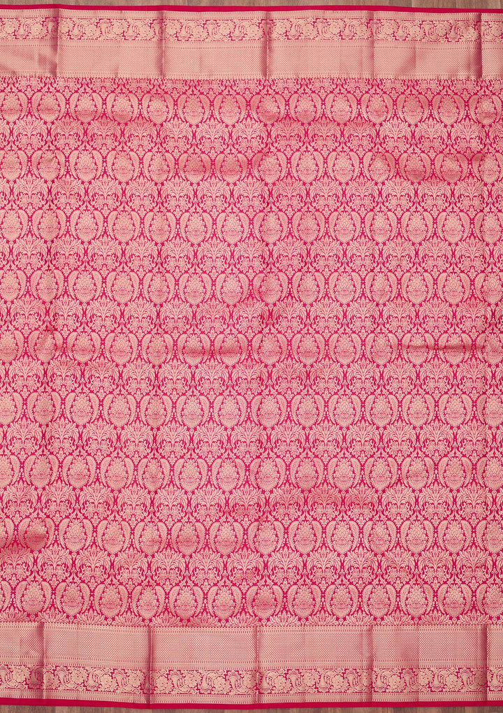 Rani Pink Zariwork (Silver) Silk Saree