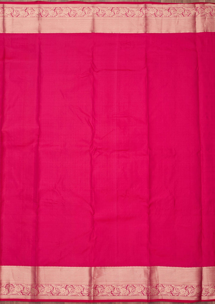 Rani Pink Zariwork (Silver) Silk Saree