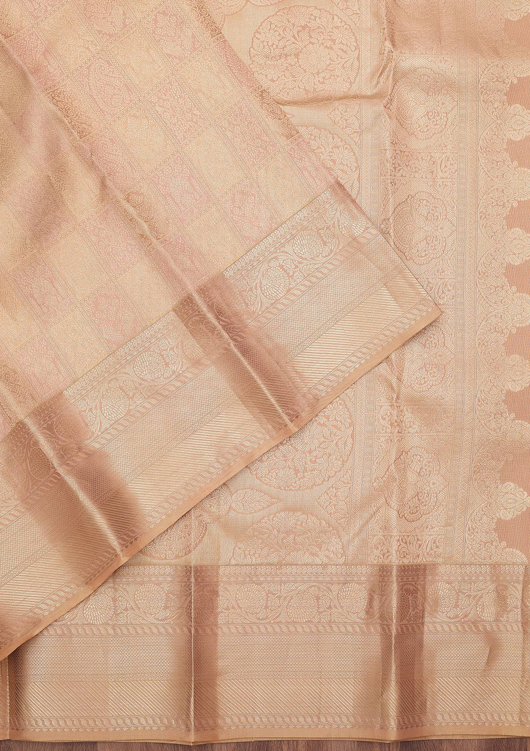 Beige Zariwork (Silver) Silk Silk_Saree