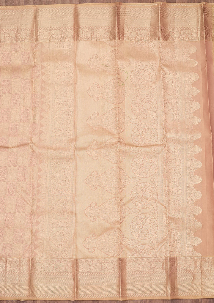 Beige Zariwork (Silver) Silk Silk_Saree