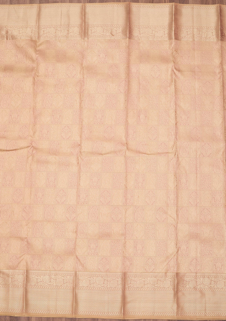 Beige Zariwork (Silver) Silk Silk_Saree