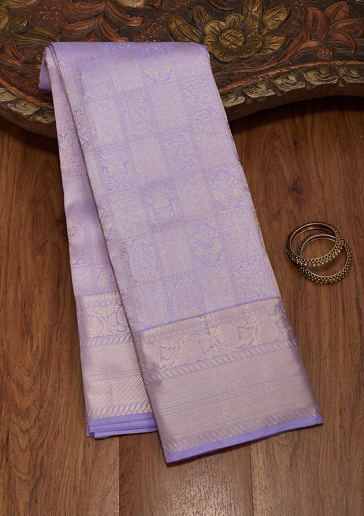 Lavender Zariwork Pure Silk Saree-koskii