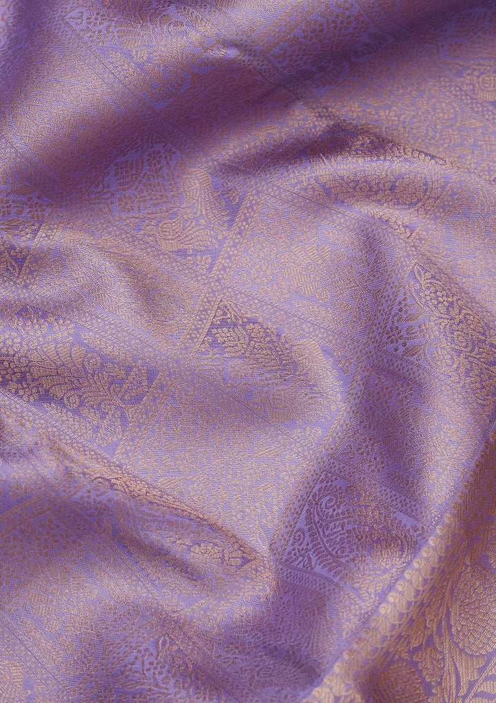 Lavender Zariwork Pure Silk Saree-koskii