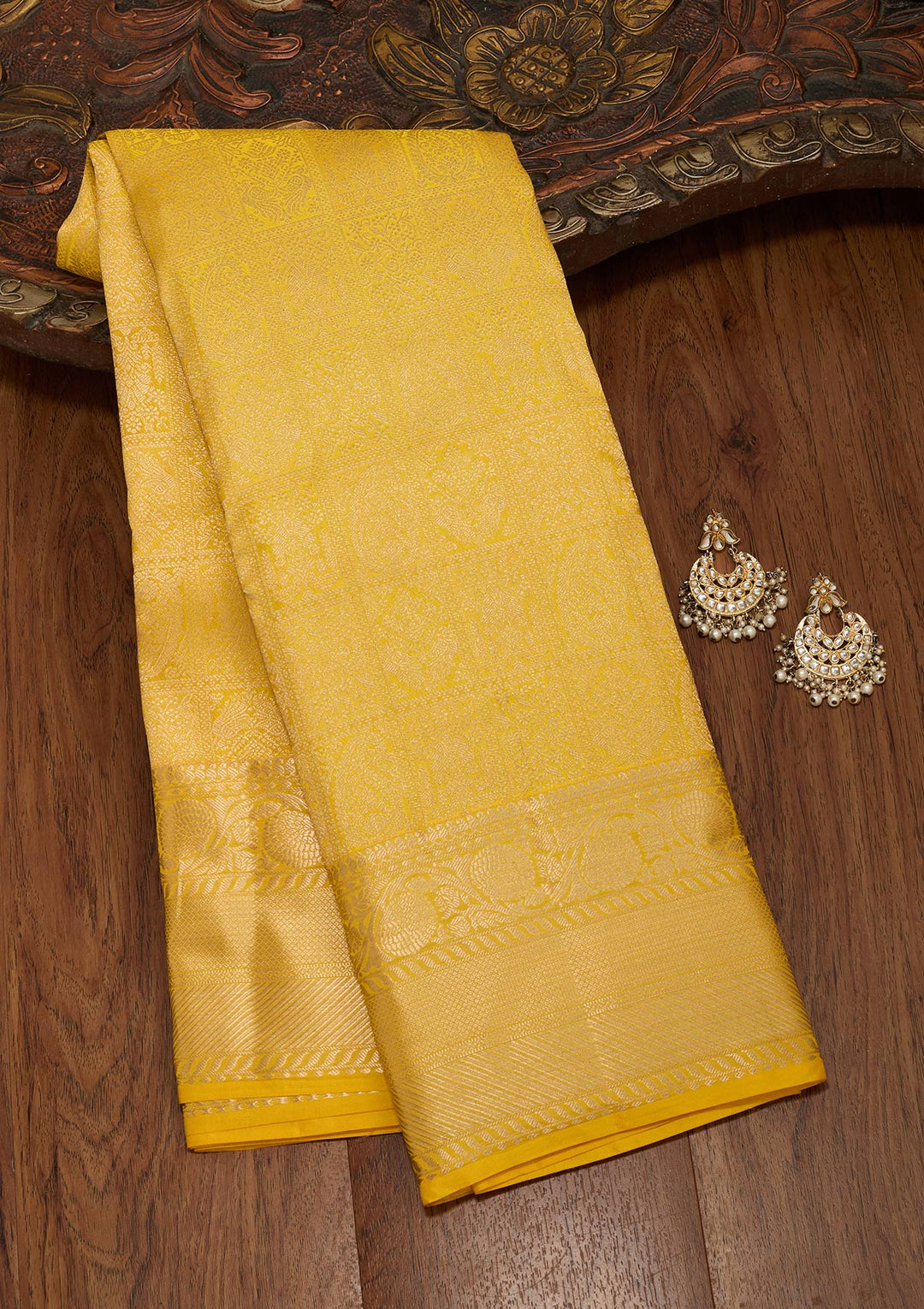 Yellow Zariwork Pure Silk Saree-koskii