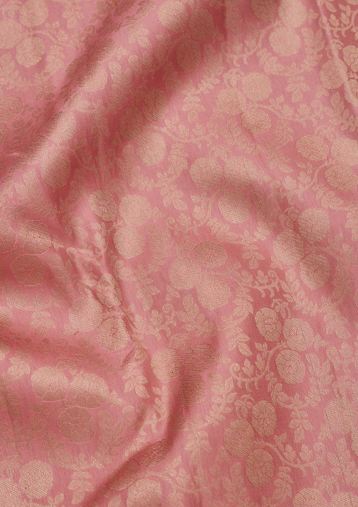 Onion Pink Zariwork Pure Silk Saree-koskii