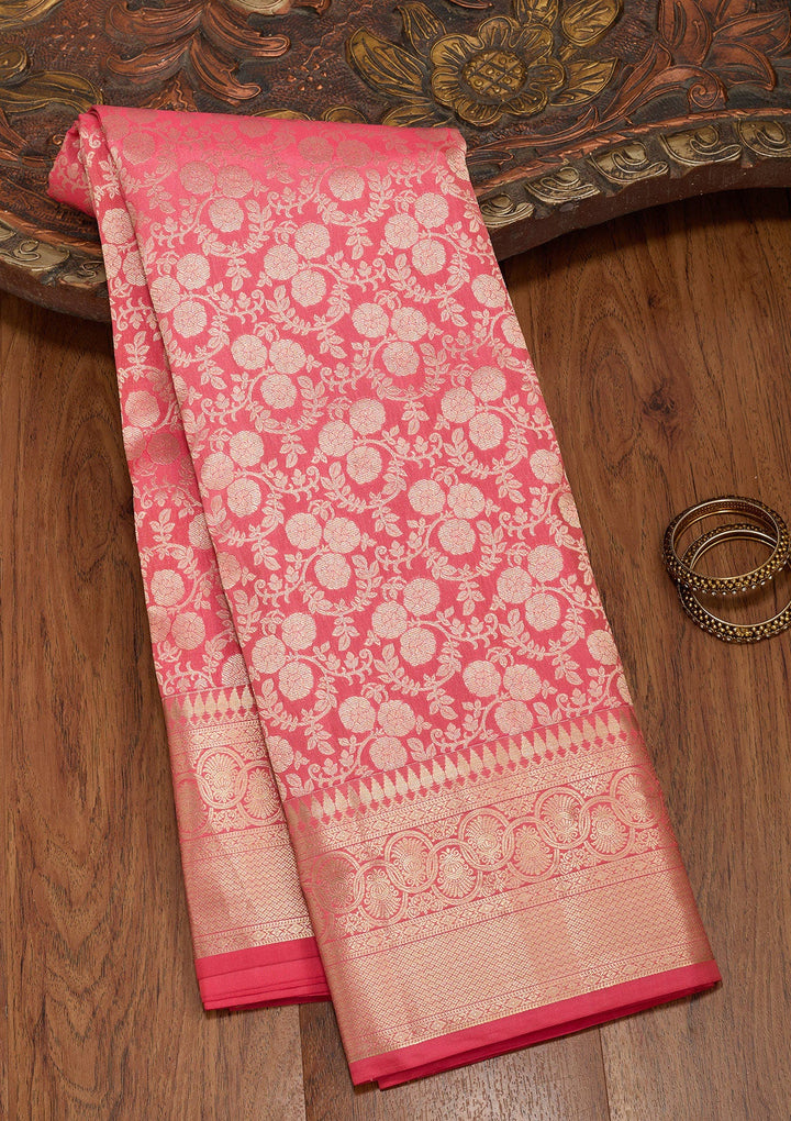 Pink Zariwork Pure Silk Saree-koskii